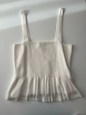 Forever 21 White Ribbed Peplum Cami